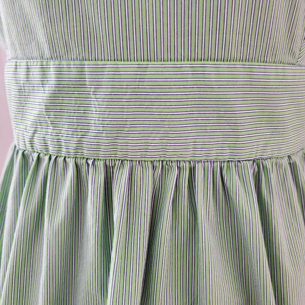 Zara Basic Green Pin Striped Strapless Dress - image 3